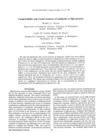 Compressibility and Crystal Structure of Andalusite at High Pressure