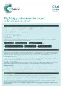 Eligibility Guidance for the Award of Chartered Scientist
