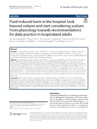 Fluid-Induced Harm in the Hospital: Look Beyond Volume and Start Considering Sodium. from Physiology Towards Recommendations