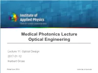 Medical Photonics Lecture Optical Engineering