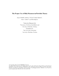 The Proper Use of Risk Measures in Portfolio Theory