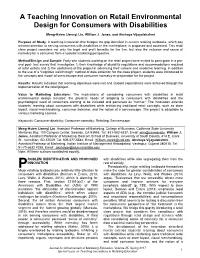 A Teaching Innovation on Retail Environmental Design for Consumers with Disabilities