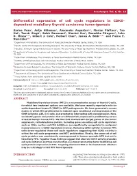 Differential Expression of Cell Cycle Regulators in CDK5- Dependent Medullary Thyroid Carcinoma Tumorigenesis