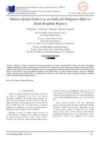 Malaria Spatial Pattern As an Outbreak Mitigation Effort in South Bengkulu Regency