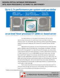 Mission-Critical Database Performance: Intel Xeon Processor E7 V2 Family Vs