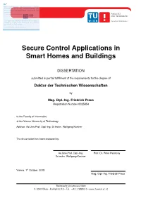 Secure Control Applications in Smart Homes and Buildings