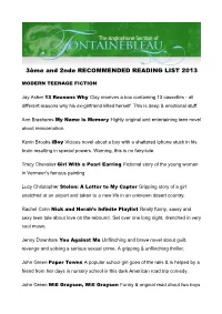 3Ème and 2Nde RECOMMENDED READING LIST 2013