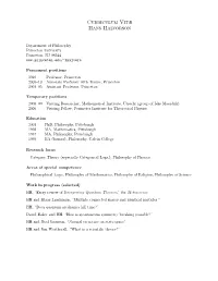 Curriculum Vitæ Hans Halvorson