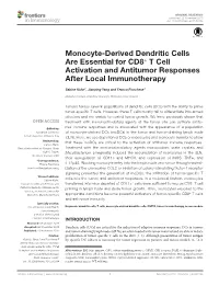 Monocyte-Derived Dendritic Cells Are Essential for Cd8+ T Cell Activation and Antitumor Responses After Local Immunotherapy