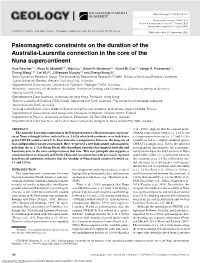 Paleomagnetic Constraints on the Duration of the Australia-Laurentia Connection in the Core of the Nuna Supercontinent Uwe Kirscher1,2*, Ross N