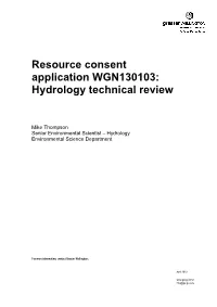 Resource Consent Application WGN130103: Hydrology Technical Review