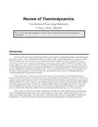 Review of Thermodynamics from Statistical Physics Using Mathematica © James J