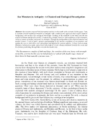 Sea Monsters in Antiquity: a Classical and Zoological Investigation