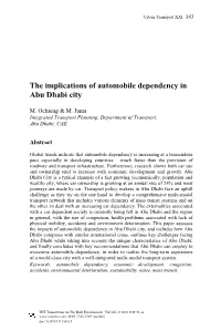 The Implications of Automobile Dependency in Abu Dhabi City