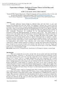Analysis of Trauma Theory in Goat Days and Khadamma SURYA S.KUMAR1, SONIA CHELLERIAN2 1Student,M.Phil