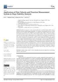 Application of Flow Velocity and Direction Measurement System in Slope Stability Analysis