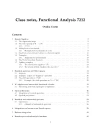 Class Notes, Functional Analysis 7212