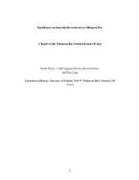 Final Report on Intertidal Invertebrates in Tillamook Bay