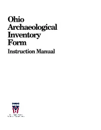 Ohio Archaeological Inventory Form Instruction Manual