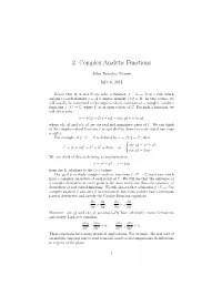 2. Complex Analytic Functions