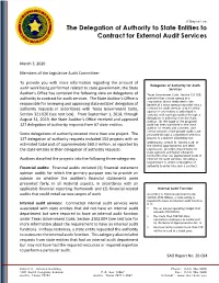 A Report on the Delegation of Authority to State Entities to Contract for External Audit Servcies
