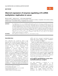 Aberrant Expression of Enzymes Regulating M6a Mrna Methylation: Implication in Cancer