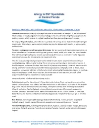Allergy Skin Testing: Patient Instructions and Consent Form