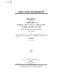 Carbon Capture and Sequestration Hearing