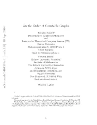 [Math.LO] 18 Apr 2004 on the Order of Countable Graphs