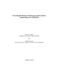 Priest Rapids Hatchery Monitoring and Evaluation Annual Report for 2018-2019