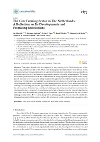 The Care Farming Sector in the Netherlands: a Reﬂection on Its Developments and Promising Innovations