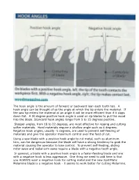 The Hook Angle Is the Amount of Forward Or Backward Lean Each Tooth Has