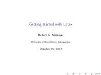 Getting Started with Latex