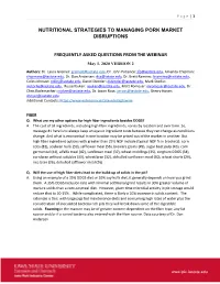 Nutritional Strategies to Managing Pork Market Disruptions Frequently Asked Questions from the Webinar