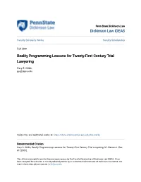 Reality Programming Lessons for Twenty-First Century Trial Lawyering