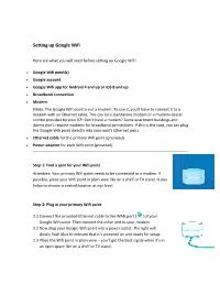 Setting up Google Wifi