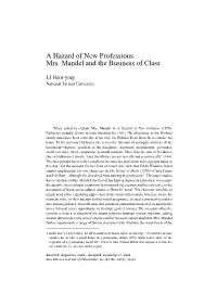 A Hazard of New Professions: Mrs. Mandel and the Business of Class