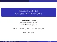 One-Step Methods for Odes