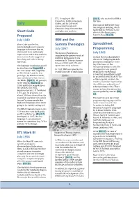 Short Code Proposed ETL Mark III IBM and the Summa Theologica