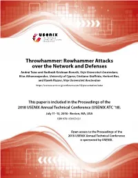 Throwhammer: Rowhammer Attacks Over the Network and Defenses