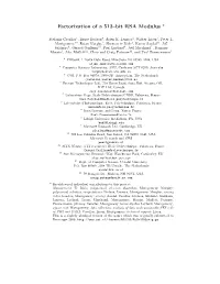 Factorization of a 512–Bit RSA Modulus *