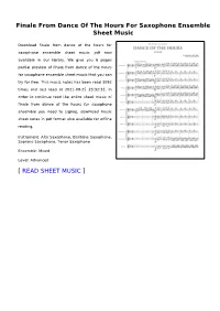 Finale from Dance of the Hours for Saxophone Ensemble Sheet Music