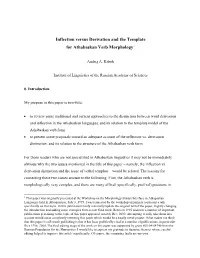 Inflection Versus Derivation and the Template for Athabaskan Verb Morphology1