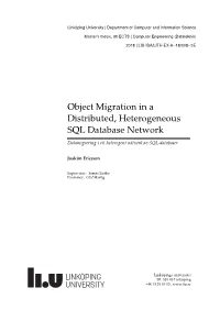 Object Migration in a Distributed, Heterogeneous SQL Database Network