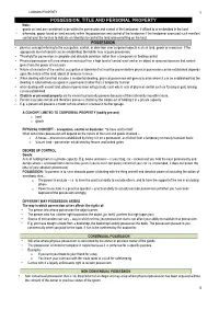 ! Possession, Title and Personal Property
