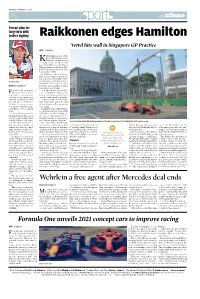 Raikkonen Edges Hamilton Vettel Hits Wall in Singapore GP Practice AFP | Singapore