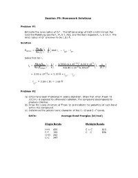 Session #9: Homework Solutions