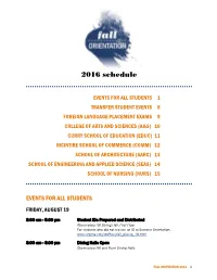 2016 Schedule