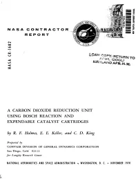 A Carbon Dioxide Reduction Unit Using Bosch Reaction and Expendablecatalyst Cartridges