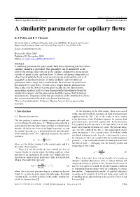 A Similarity Parameter for Capillary Flows